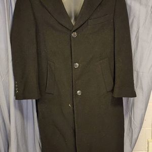 Chaps Ralph Lauren Black Trench Coat Wool Cashmere blend 38 Short